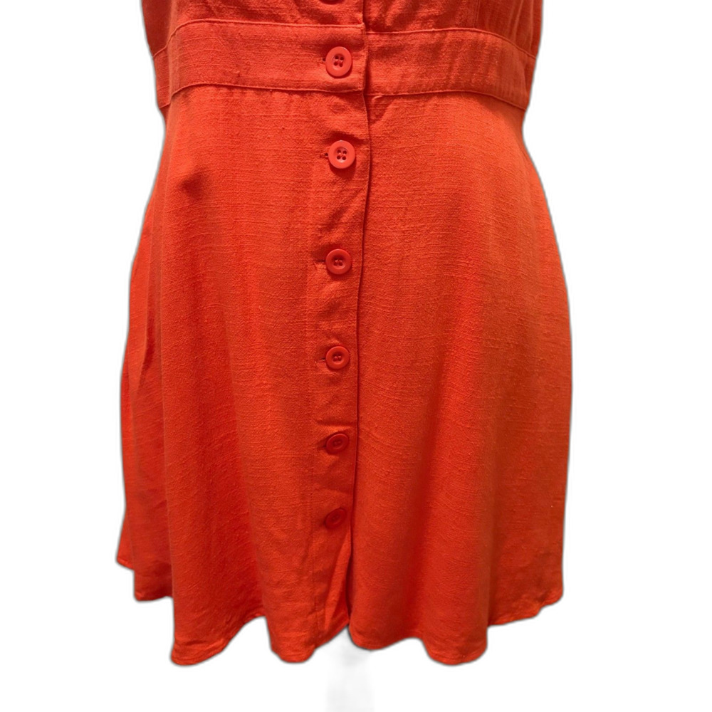 NWT Lulu's Sunny Personality Button Front Sundress Orange Linen Blend Large - Picture 4 of 7